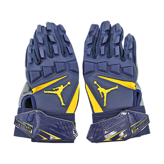 Jordan Brand MC CLG Hyperbeast 2 LTH Michigan Wolverines Blue Gloves Size: L PGF981 In Blue - Back View