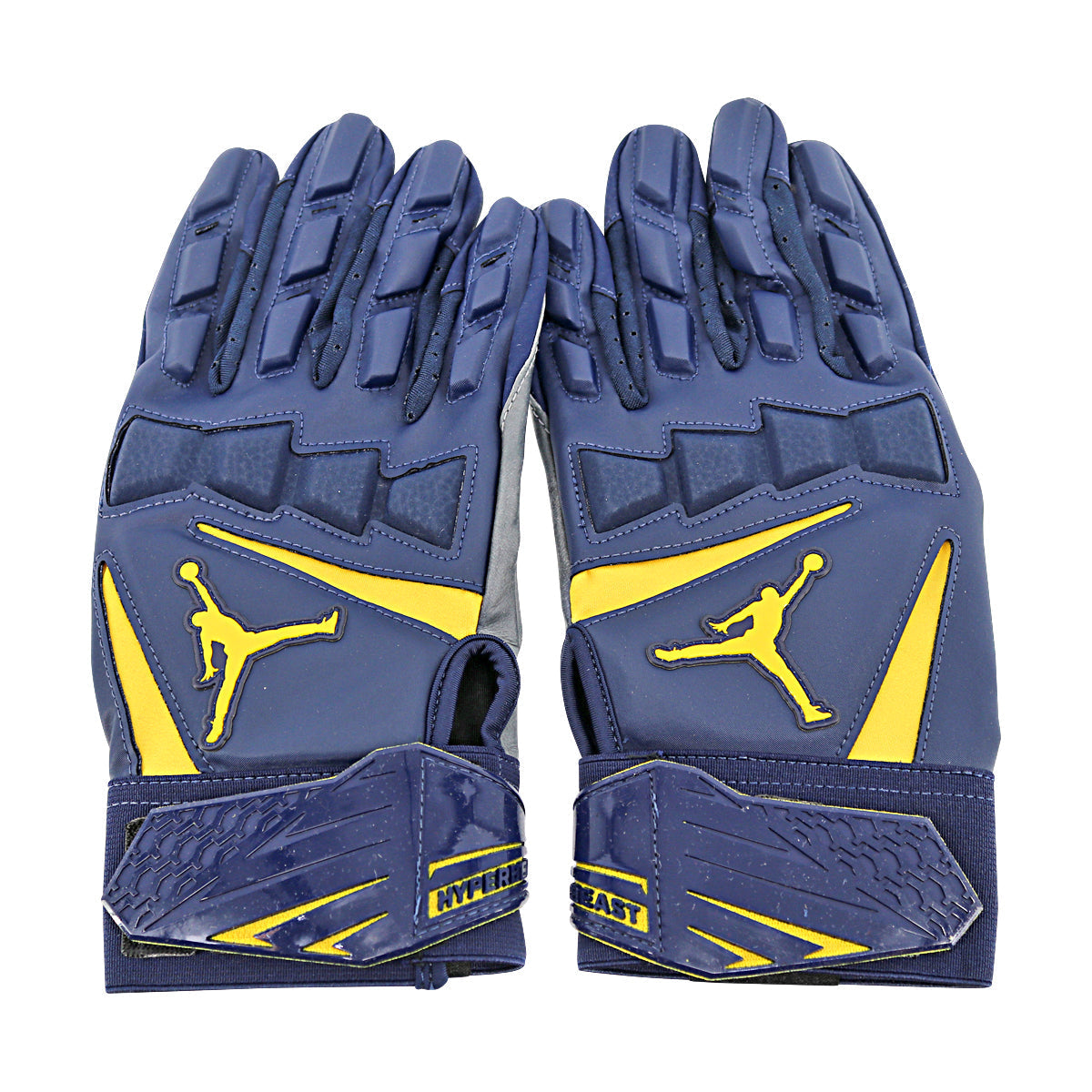 Jordan Brand Hyperbeast Leather Michigan Wolverines Blue Gloves Size: XL PGF469 - Back View