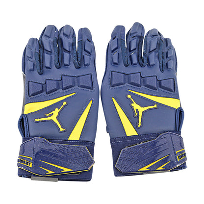 Jordan Brand Hyperbeast Hydrogrip Leather Michigan Wolverines Blue Gloves Size: XL PGF468 - Back View