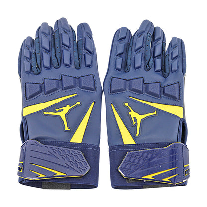 Jordan Brand Hyperbeast Leather Michigan Wolverines Blue Gloves Size: XL Style 979 In Blue - Back View