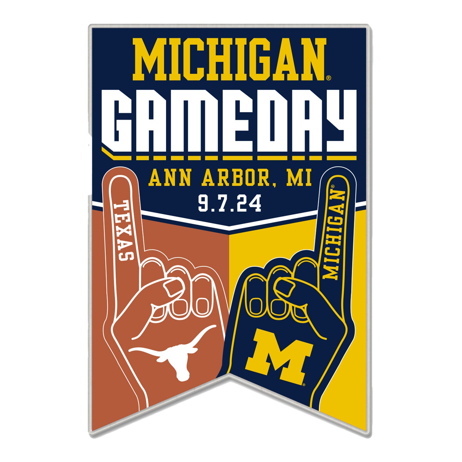 Michigan Wolverines Wincraft Hatpin 24 Gameday vs Texas - Front View