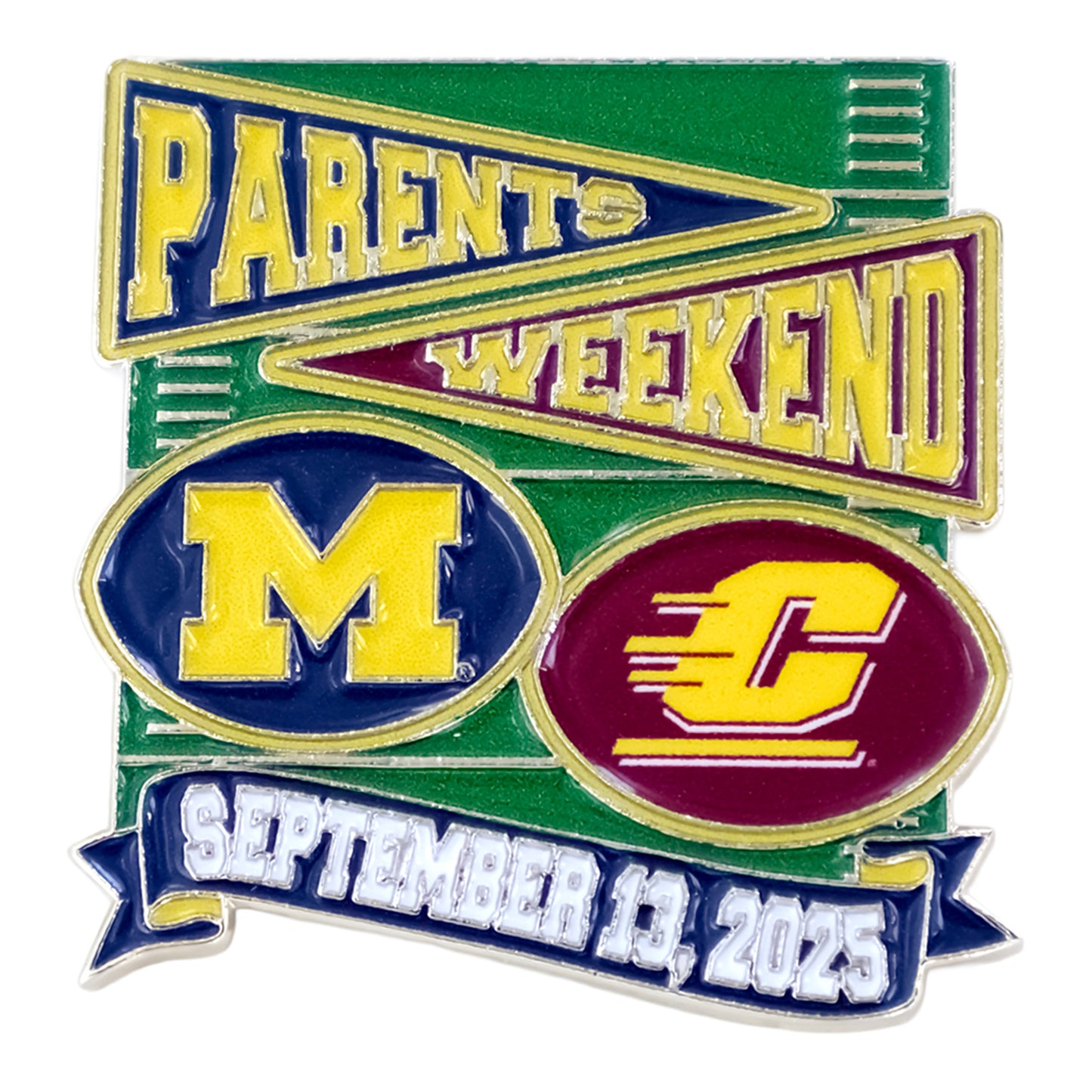 Michigan Wolverines 2025 Gameday Football Hatpins Bundle In Multi-Color - Central Michigan Game Front View