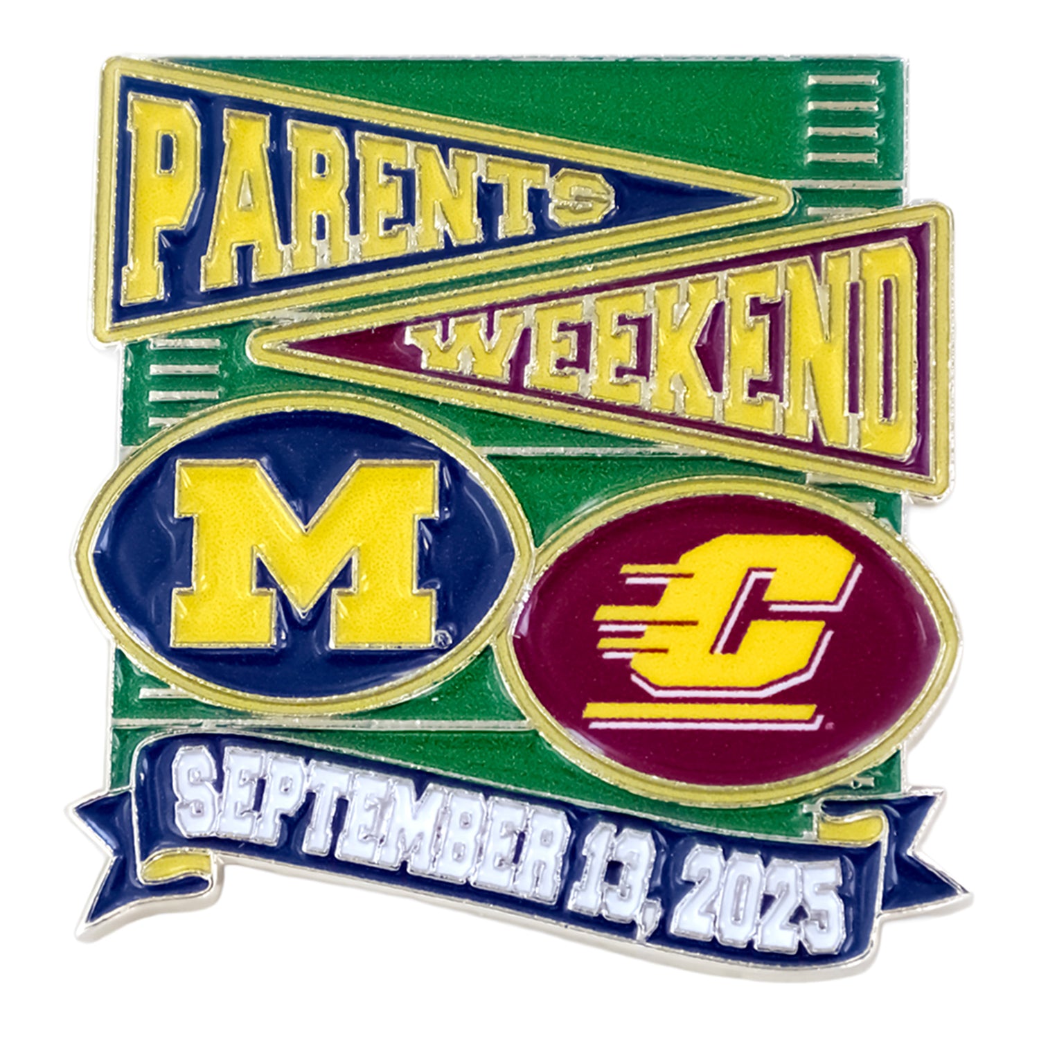 Michigan Wolverines 2025 Gameday Football Hatpins Bundle In Multi-Color - Central Michigan Game Front View