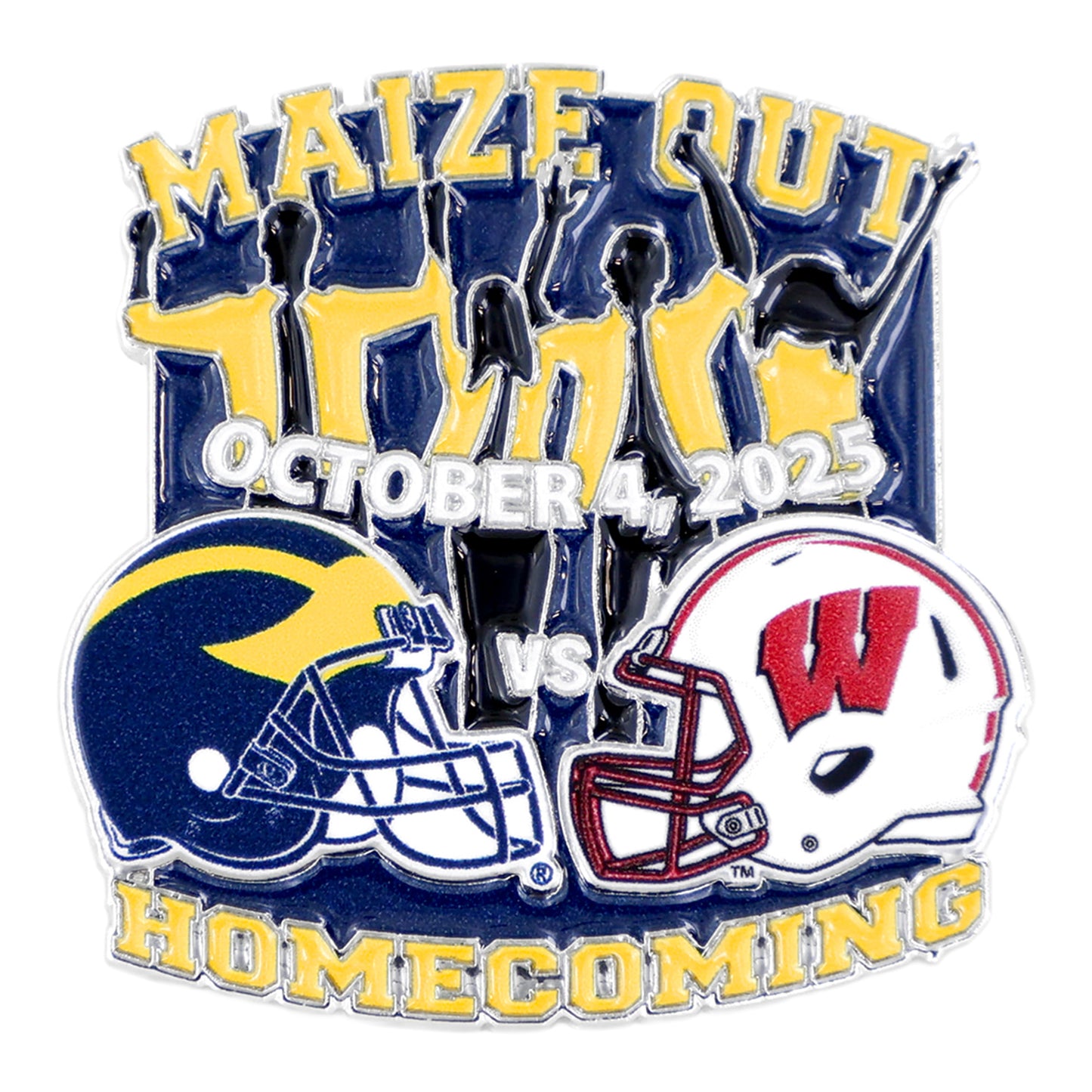 Michigan Wolverines 2025 Gameday Football Hatpins Bundle In Multi-Color - Wisconsin Game Front View