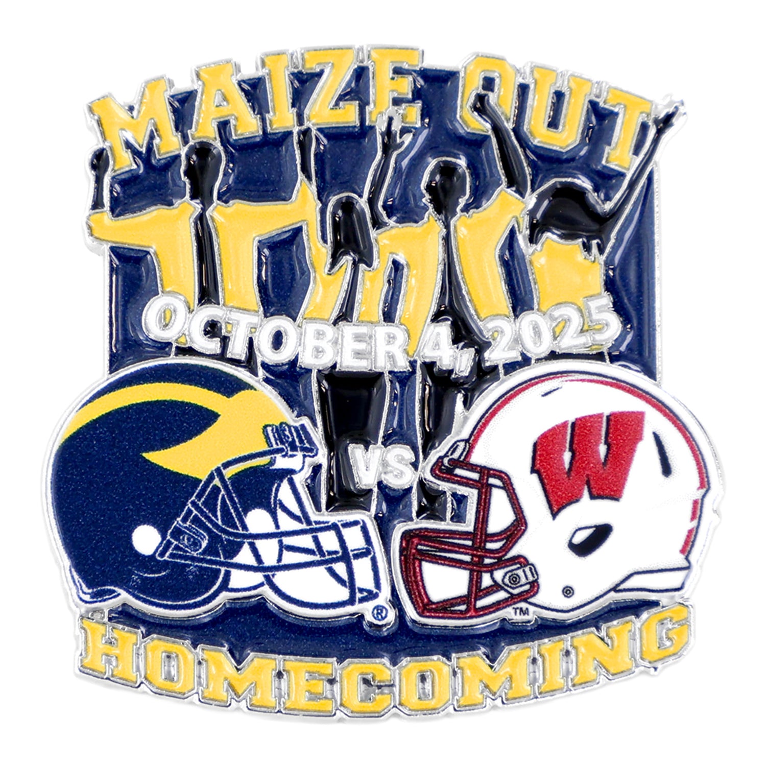 Michigan Wolverines 2025 Gameday Football Hatpins Bundle In Multi-Color - Wisconsin Game Front View