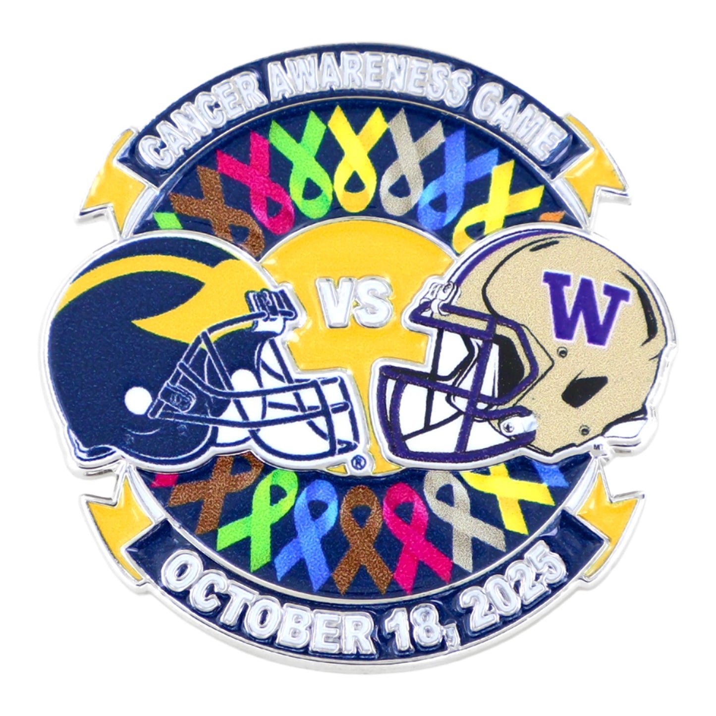 Michigan Wolverines 2025 Gameday Football Hatpins Bundle In Multi-Color - Washington Game Front View