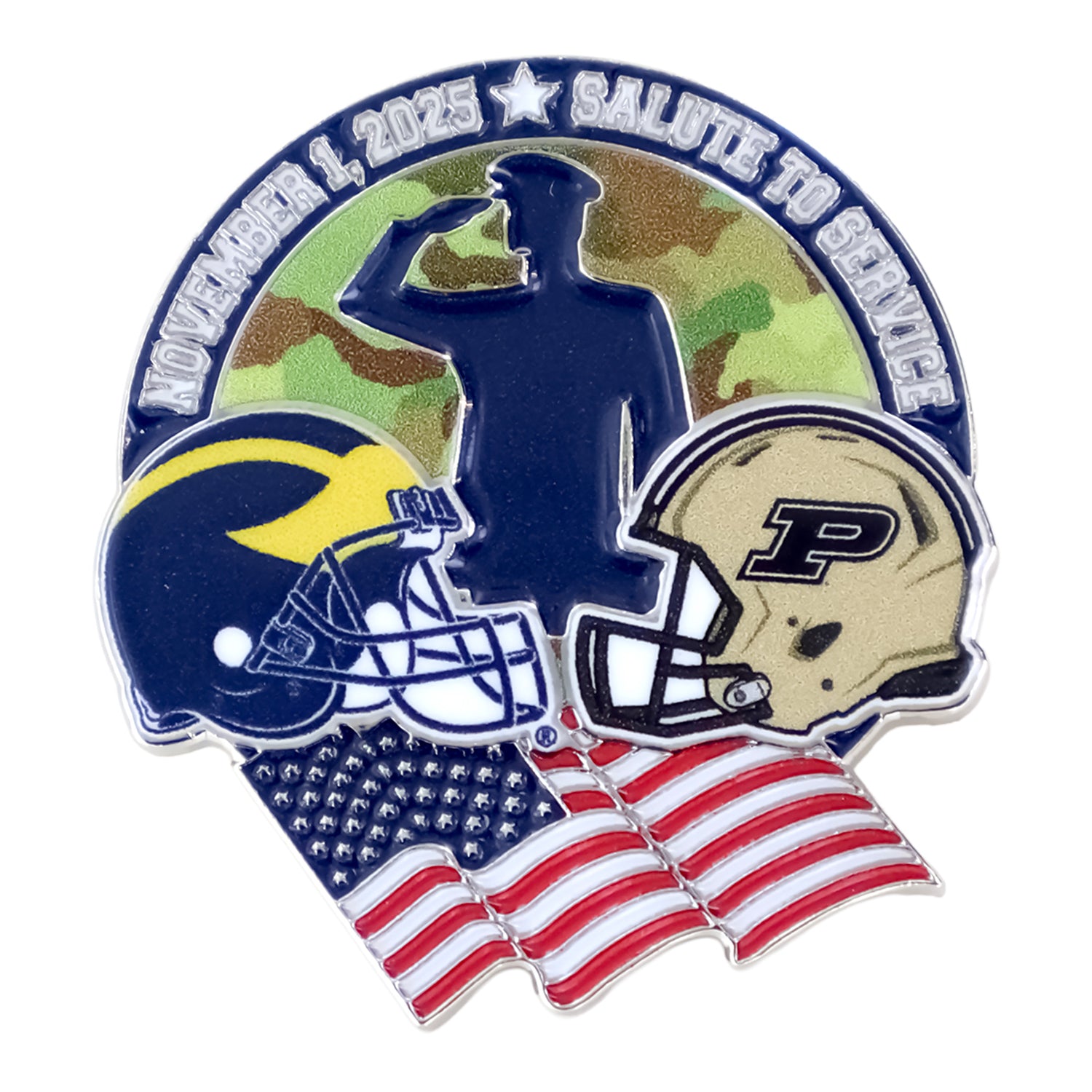 Michigan Wolverines 2025 Gameday Football Hatpins Bundle In Multi-Color - Purdue Game Front View