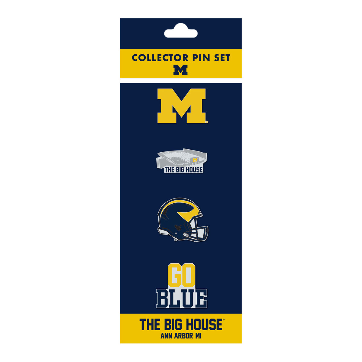 Michigan Wolverines Big House Pin Set - Front View