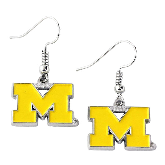 Michigan Wolverines 'Block M' Dangle Earrings - Front View