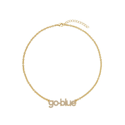 Michigan Wolverines Go Blue Bedazzled Necklace