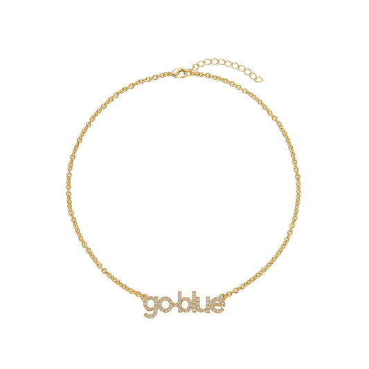 Michigan Wolverines Go Blue Bedazzled Necklace