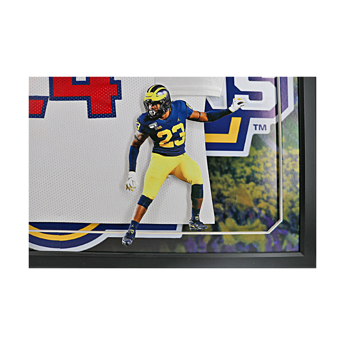 Mike Sainristril & Michael Barrett Michigan Wolverines Dual Autographed Signed 2024 Draft Day Framed Jersey Collage - Player View 2