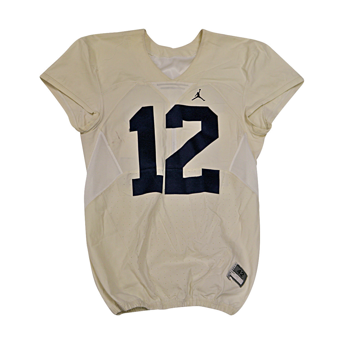 Michigan Wolverines #12 2016 Practice Used White Jordan Brand Jersey - Front View