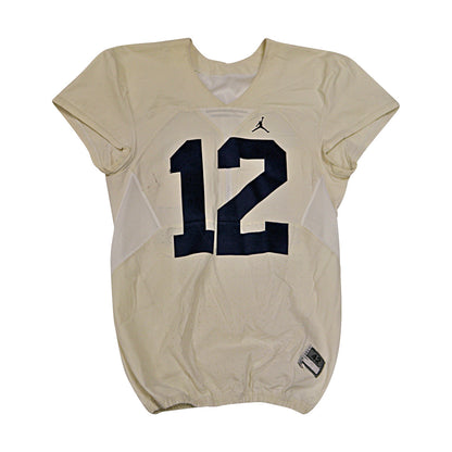 Michigan Wolverines #12 2016 Practice Used White Jordan Brand Jersey - Front View