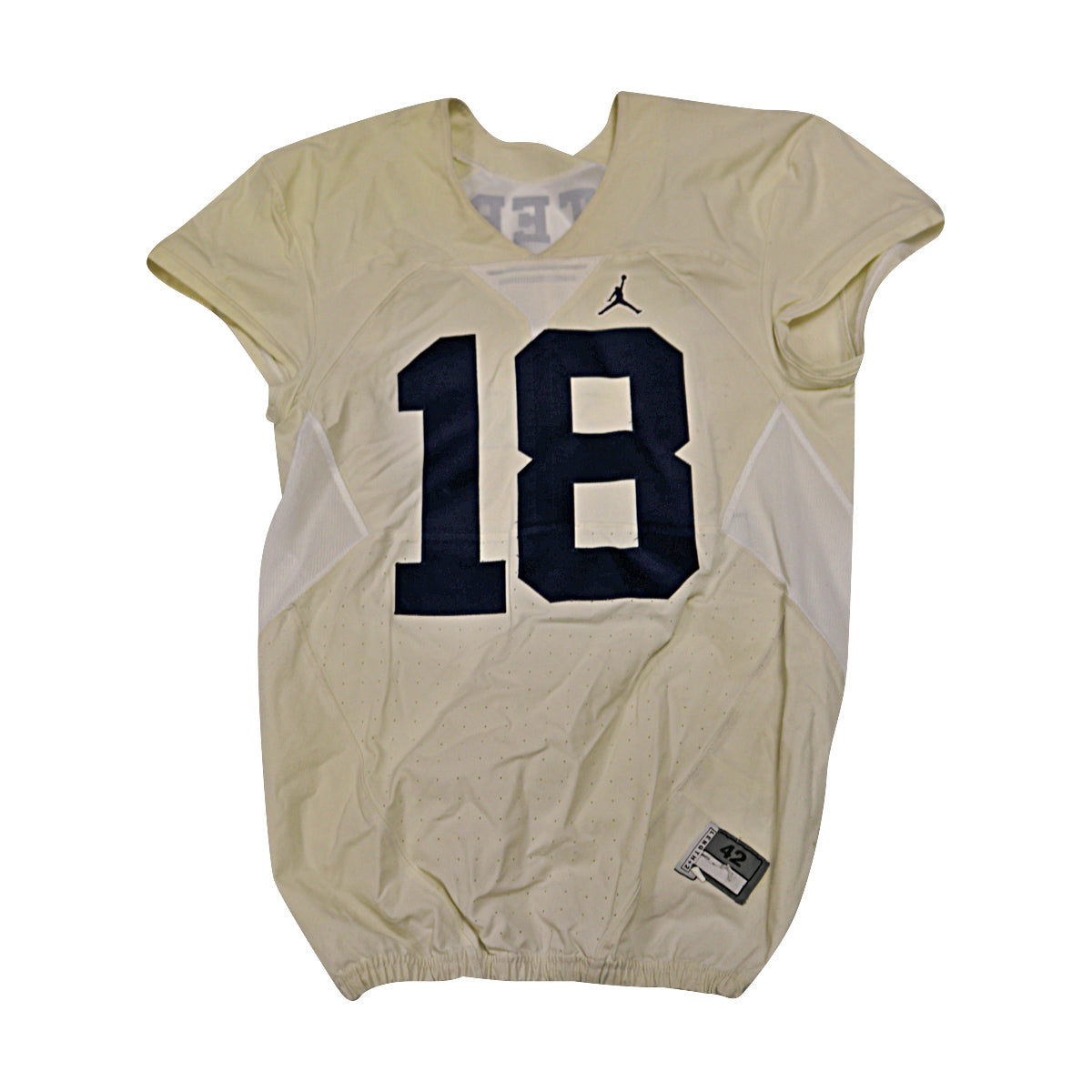 Brandon Peters Michigan Wolverines #14 2016 Practice Used White Jordan Brand Jersey - Front View