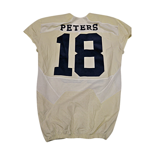 Brandon Peters Michigan Wolverines #14 2016 Practice Used White Jordan Brand Jersey - Back View
