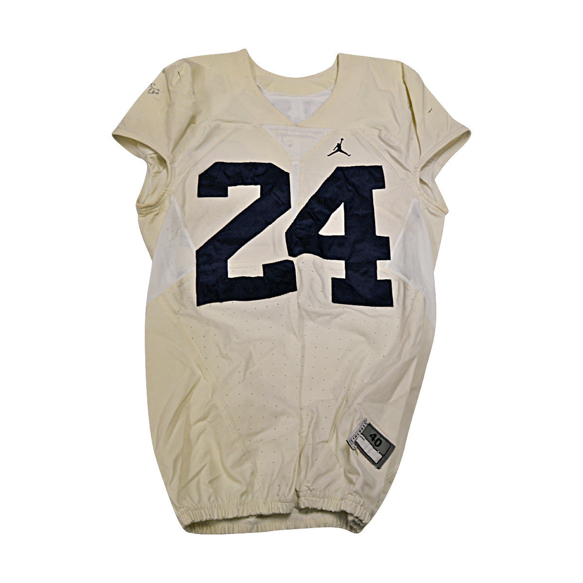 Wilson Michigan Wolverines #24 2016 Practice Used White Jordan Brand Jersey - Front View