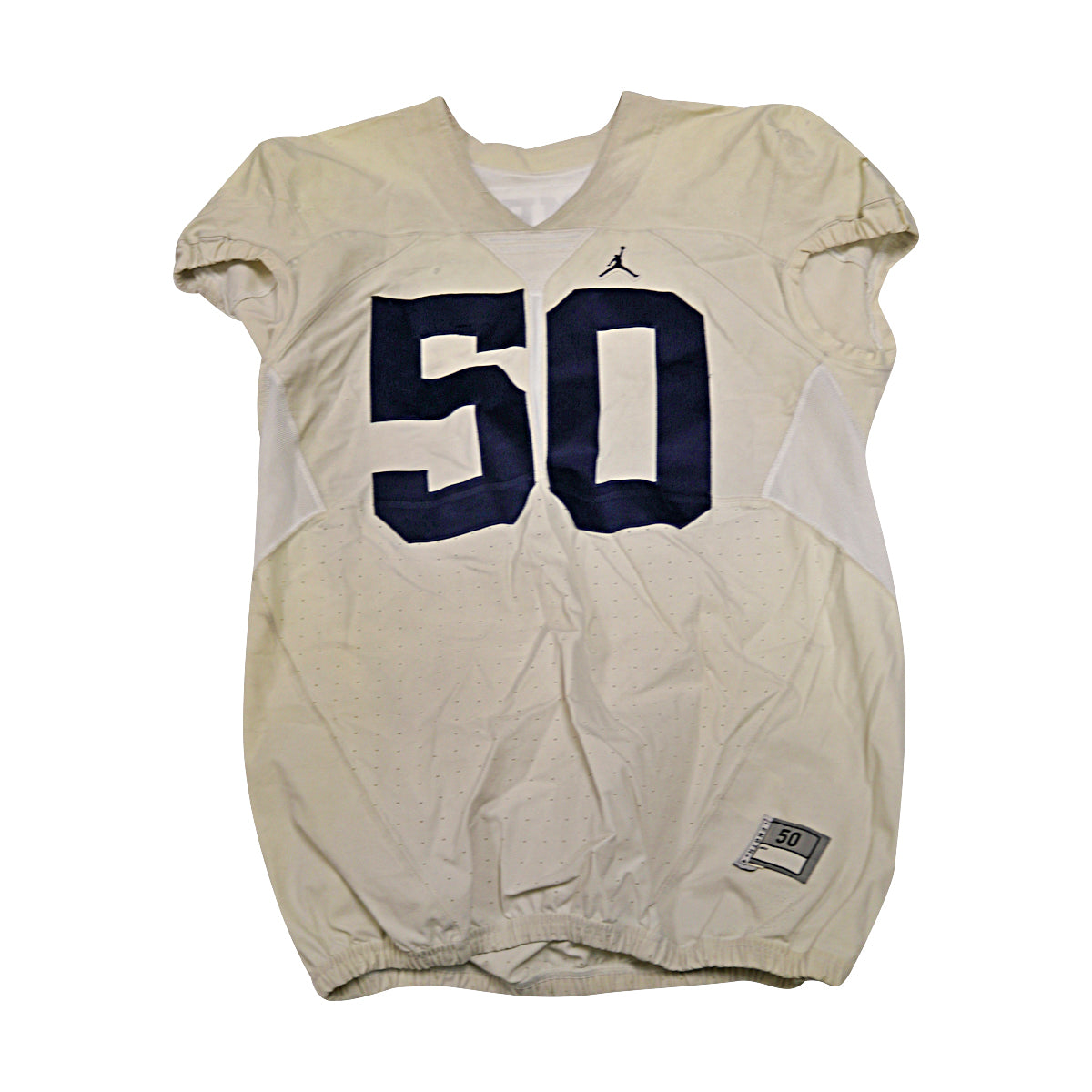 Michael Dwumfour Michigan Wolverines #50 2016 Practice Used White Jordan Brand Jersey - Front View