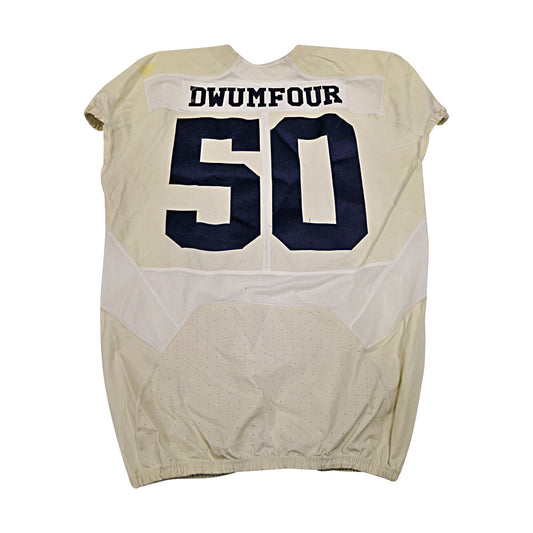 Michael Dwumfour Michigan Wolverines #50 2016 Practice Used White Jordan Brand Jersey - Back View