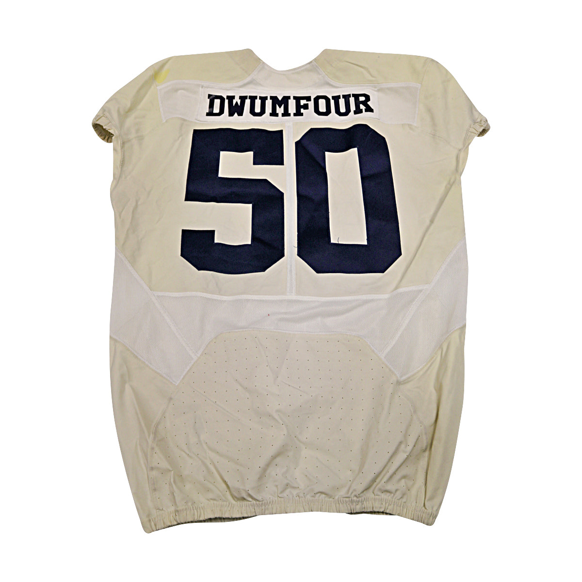Michael Dwumfour Michigan Wolverines #50 2016 Practice Used White Jordan Brand Jersey - Back View