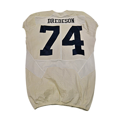Max Bredeson Michigan Wolverines #74 2016 Practice Used White Jordan Brand Jersey - Back View