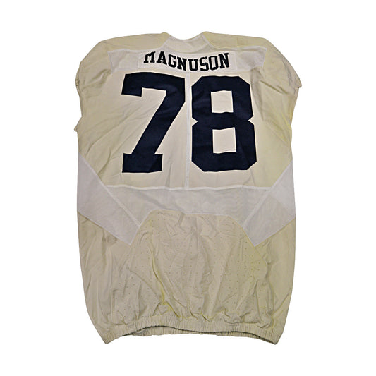 Erik Magnuson Michigan Wolverines #78 2016 Practice Used White Jordan Brand Jersey - Back View
