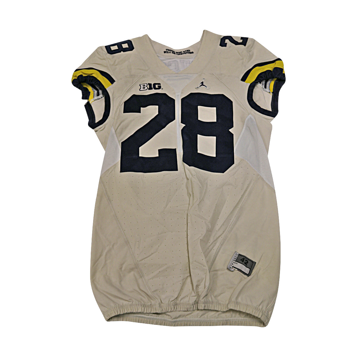 Brandon Watson Michigan Wolverines #28 2017 Practice Used White Jordan Brand Jersey - Front View