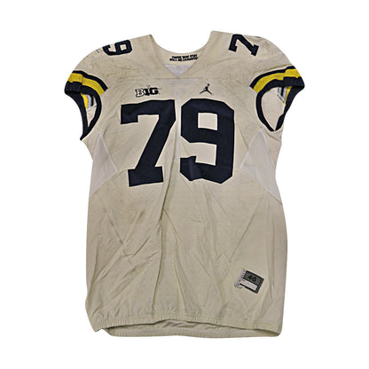 Greg Robinson Michigan Wolverines #79 2017 Practice Used White Jordan Brand Jersey - Front View