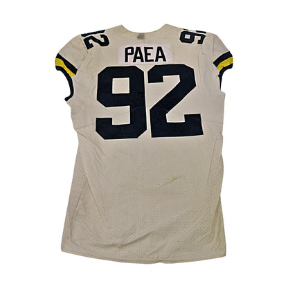 Phillip Paea Michigan Wolverines #92 2018 Practice Used White Jordan Brand Jersey - Back View