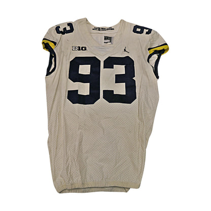 Lawrence Marshall Michigan Wolverines #93 2018 Practice Used White Jordan Brand Jersey - Front View