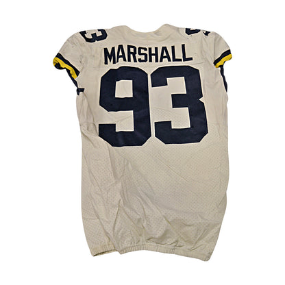 Lawrence Marshall Michigan Wolverines #93 2018 Practice Used White Jordan Brand Jersey - Back View