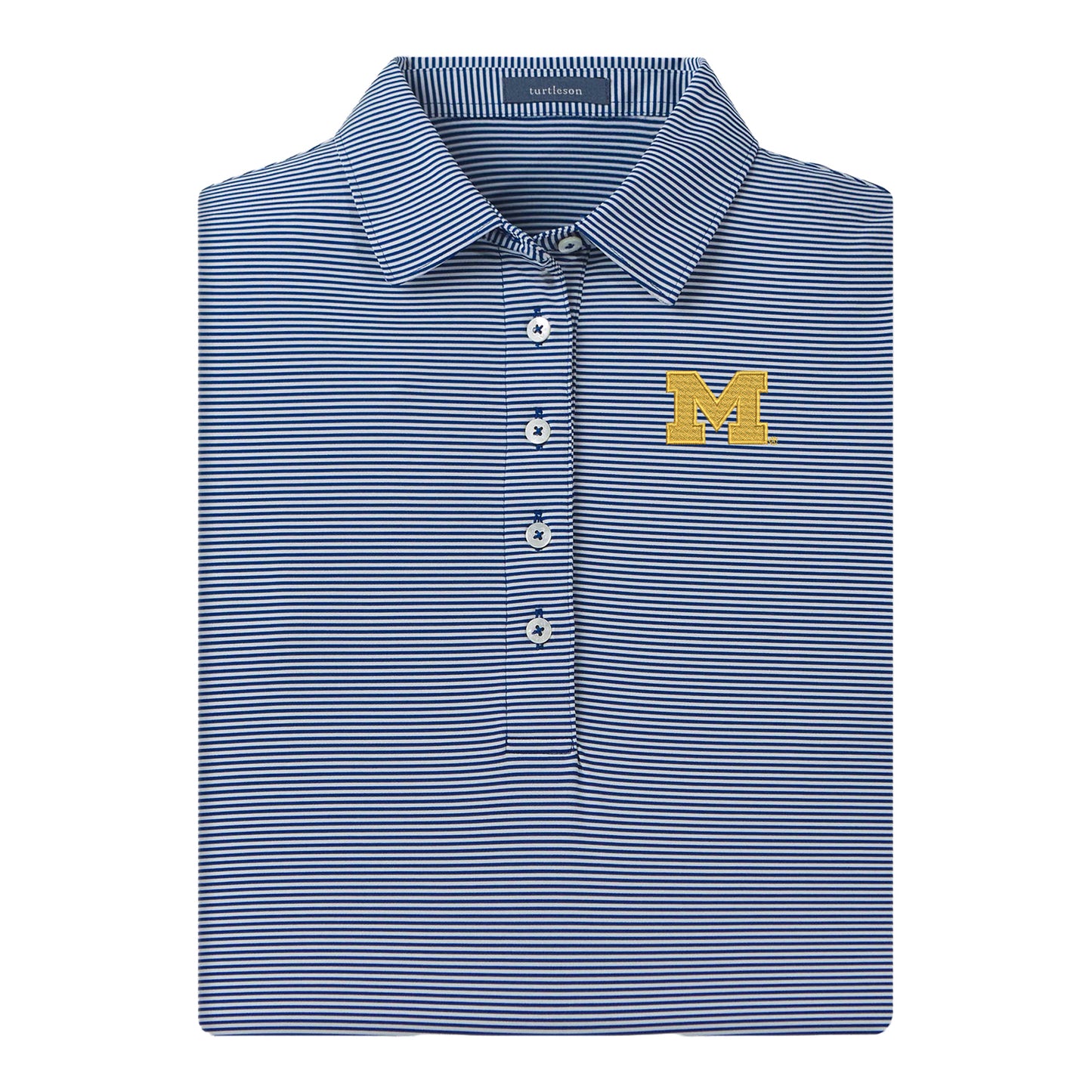 Michigan Wolverines Ladies Cara Navy Striped Polo