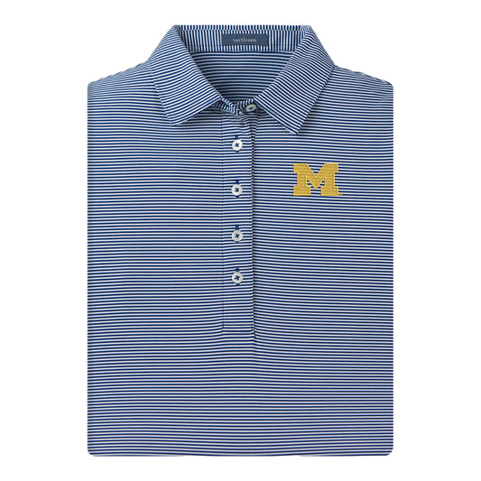 Michigan Wolverines Ladies Cara Navy Striped Polo