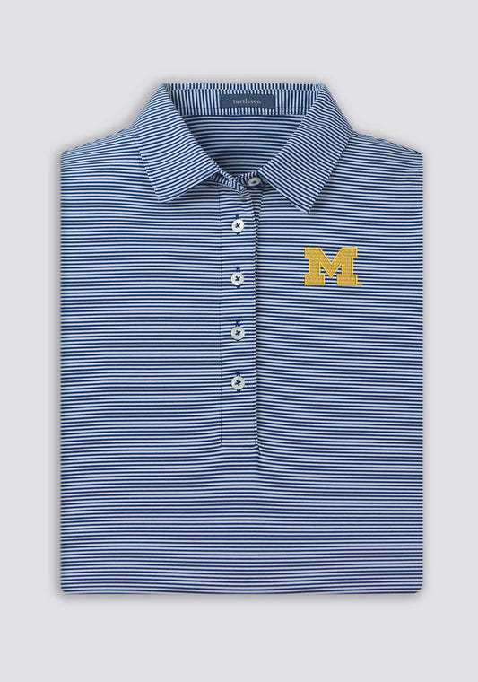 Michigan Wolverines Ladies Cara Navy Striped Polo