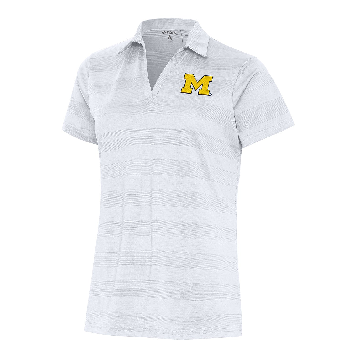 Michigan Wolverines Ladies White Compass Polo In White - Front View