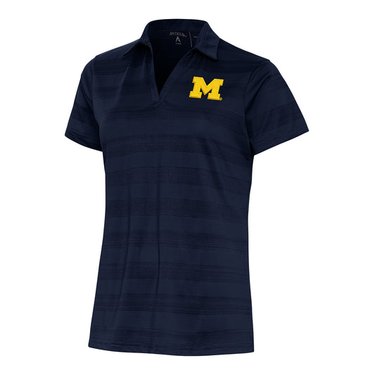Michigan Wolverines Ladies Navy Compass Polo - Front View