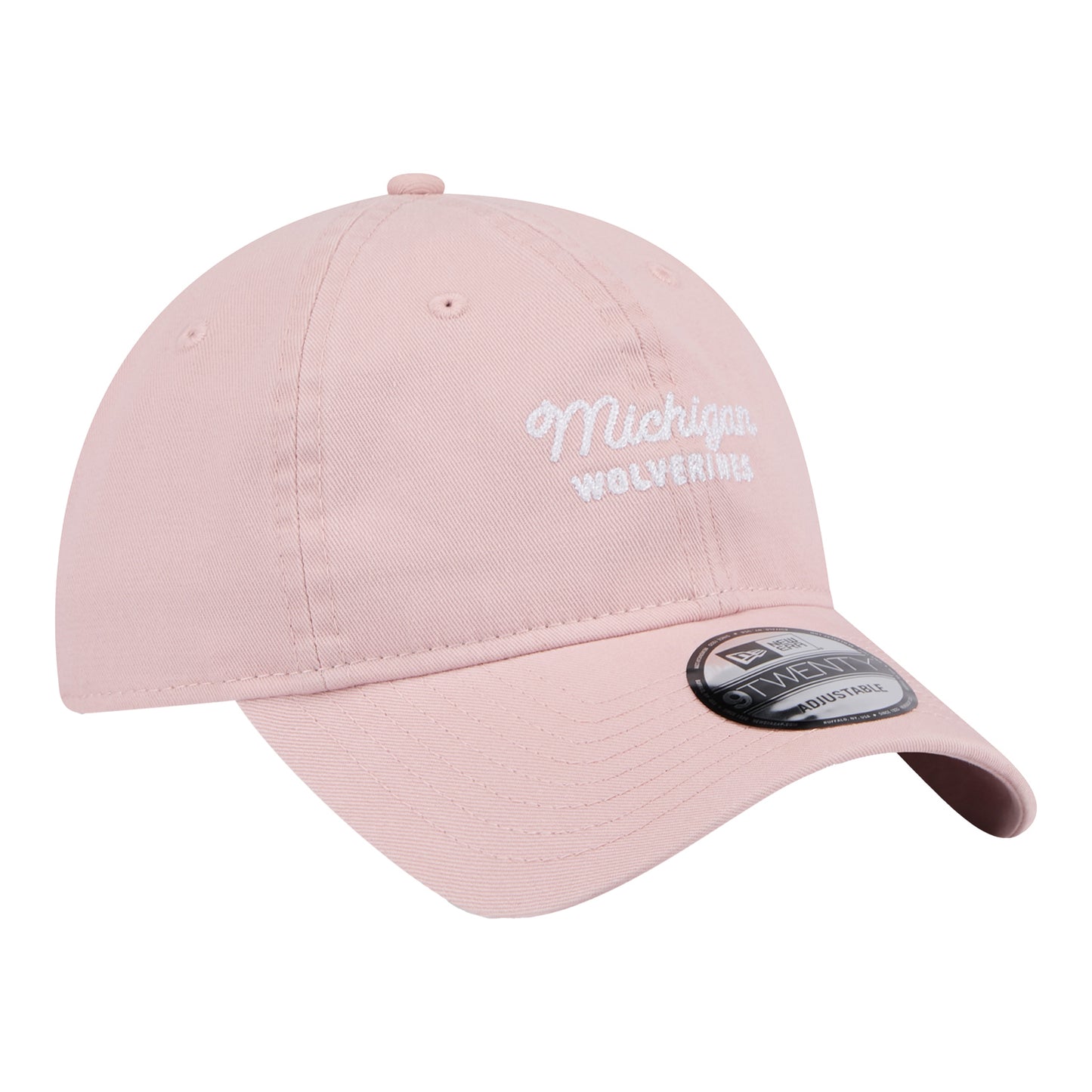 Ladies University of Michigan New Era Throwback Pink Hat - Right Angled View