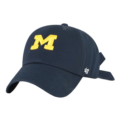 Michigan Wolverines 47 Brand Ladies Navy Back Bow Block M Hat - Front View