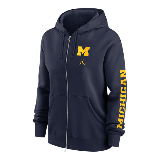 Women's Michigan Wolverines Jordan Brand 2024 Sideline Full-Zip Hoodie - Front View