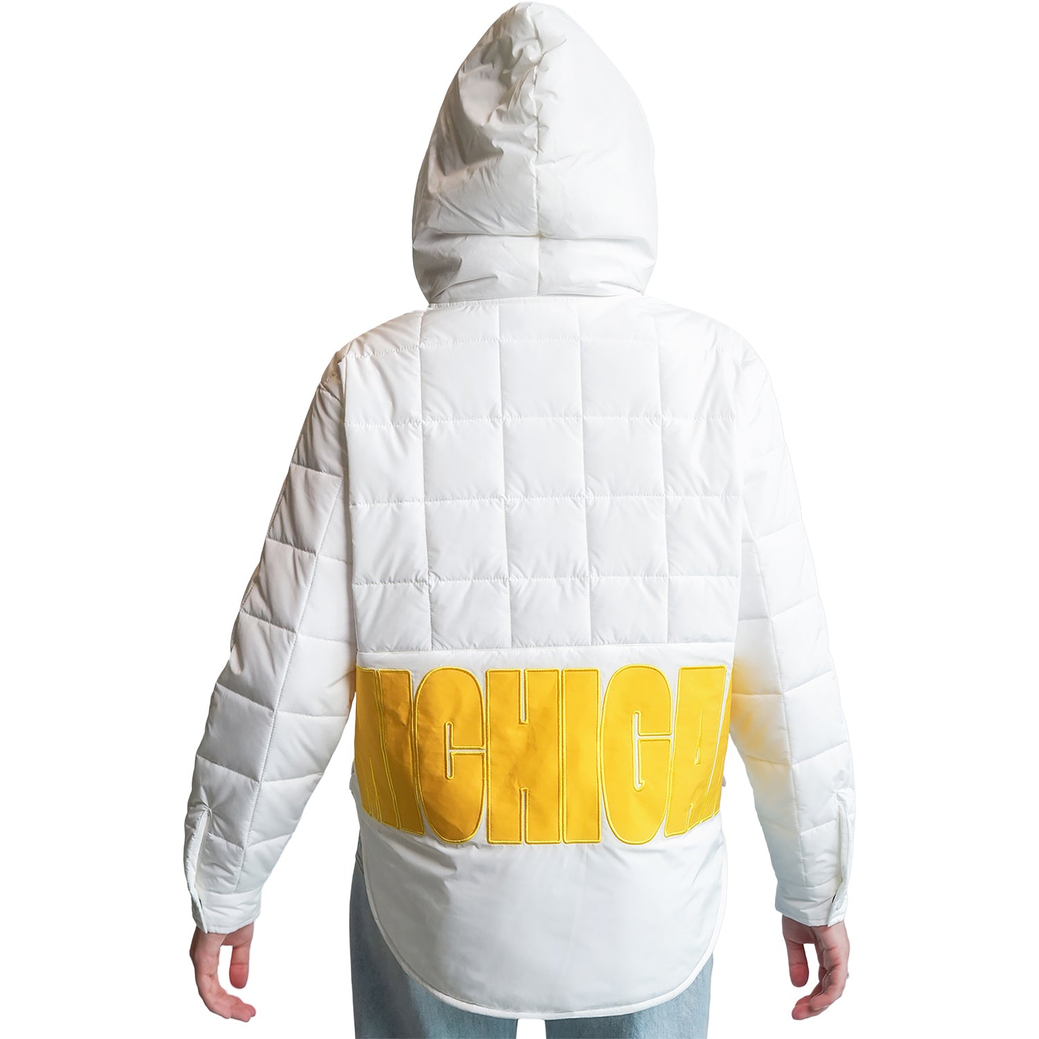 Michigan Wolverines Women's Gwynn Three Button Panel Jacket In White - Back View