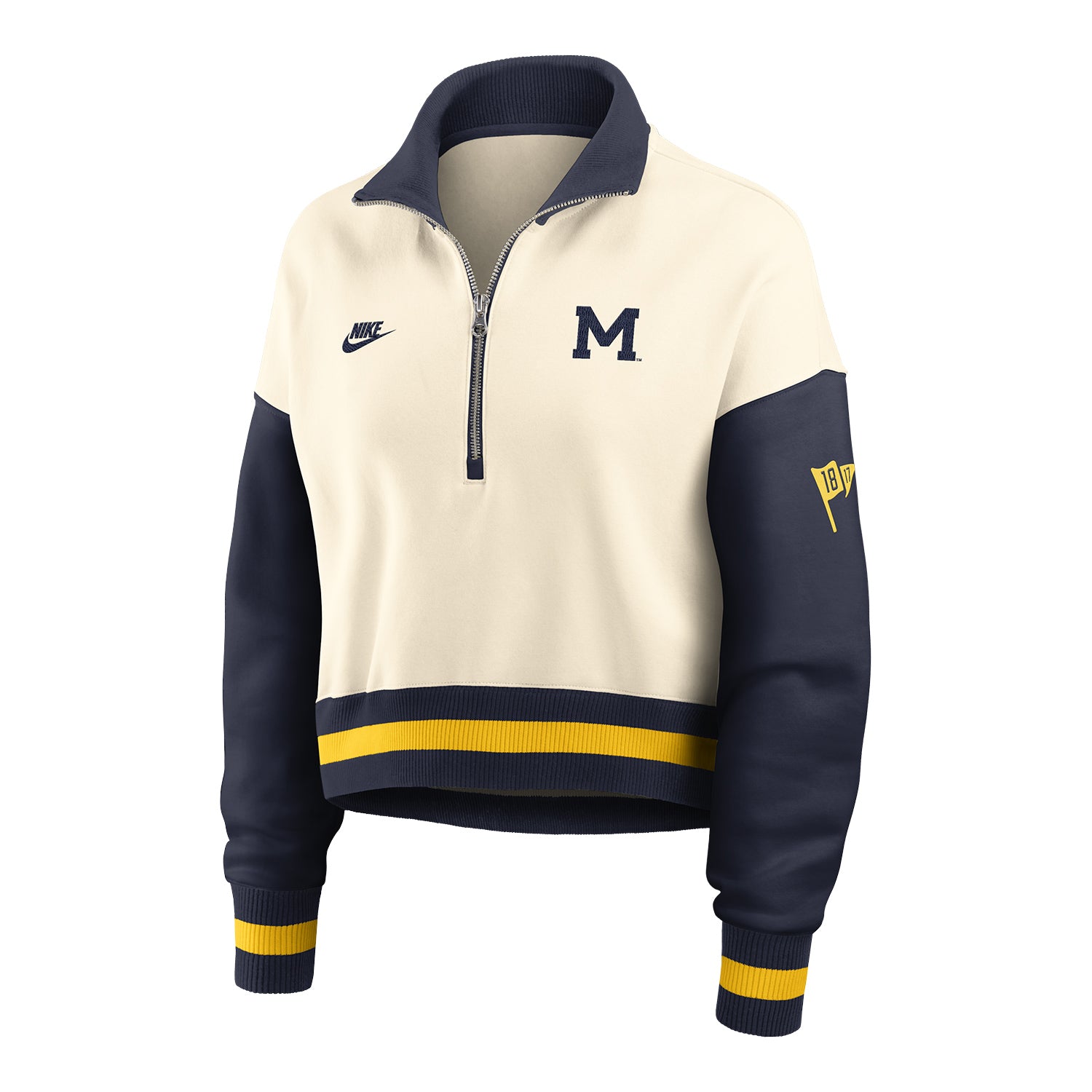 Michigan Wolverines Nike Ladies Colorblock Vault Phoenix 1/2 Zip - Front View