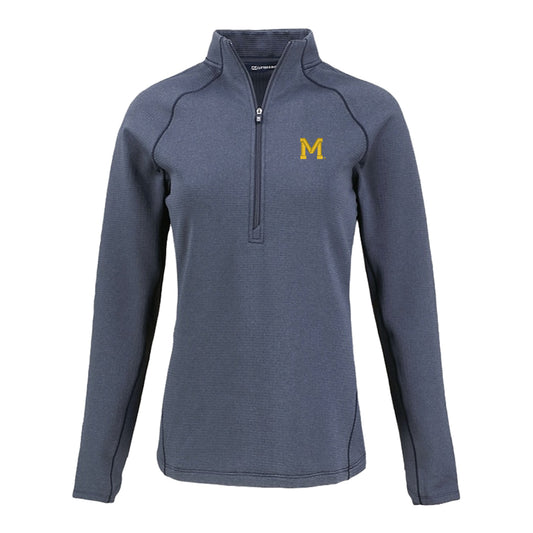 Michigan Wolverines Vault Fleece Women's Half Zip Pullover In Grey - Front View
