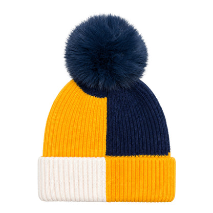 Michigan Wolverines Ladies Striped Pom Pom Beanie