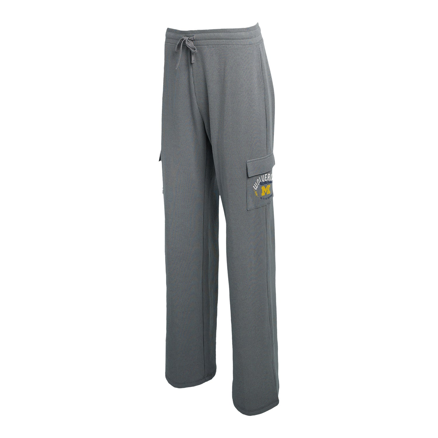Michigan Wolverines WEAR Grey Waffle Lounge Set In Grey - Pants - Front View