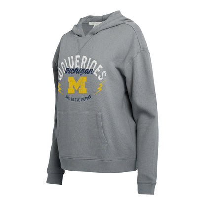 Michigan Wolverines WEAR Grey Waffle Lounge Set In Grey - Sweatshirt - Front View