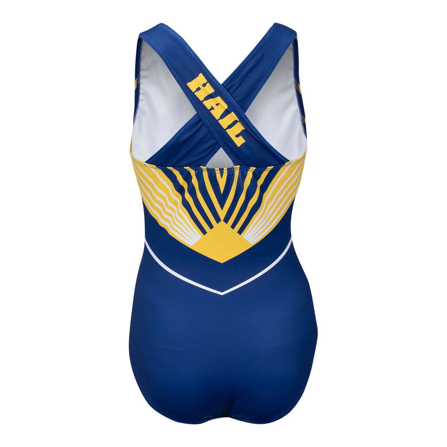 Michigan Wolverines Striped Adult Leotard In Blue & Yellow - Back View
