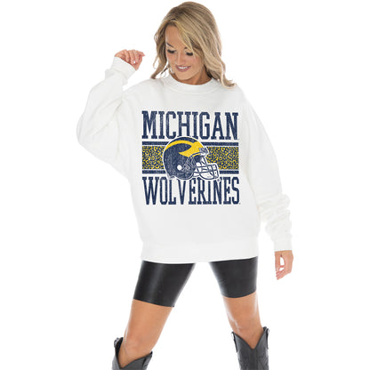 Michigan Wolverines Fair Catch Premium Fleece Drop Shoulder Crewneck - Alternate Front View