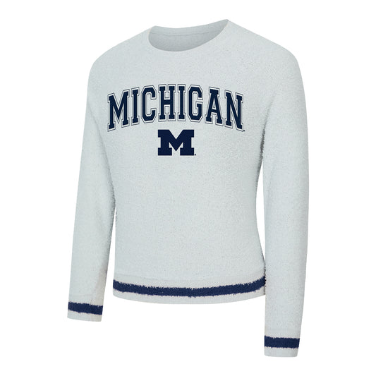Michigan Wolverines Whitley Women's Crewneck Sweatshirt In White - Front View