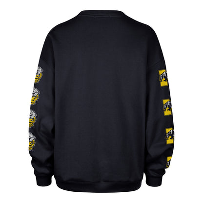 Michigan Wolverines Women's 47 Brand Go Big Oversized Crewneck In Blue - Back View