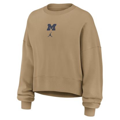 Michigan Wolverines Nike Women's Brown 2-Hit Phoenix Crewneck Sweatshirt